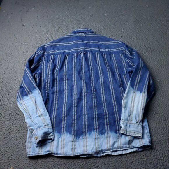 ASOS Ombre Denim Button Shirt Mens XS Extra Small Long Sleeve Blue Y2k - Picture 3 of 10